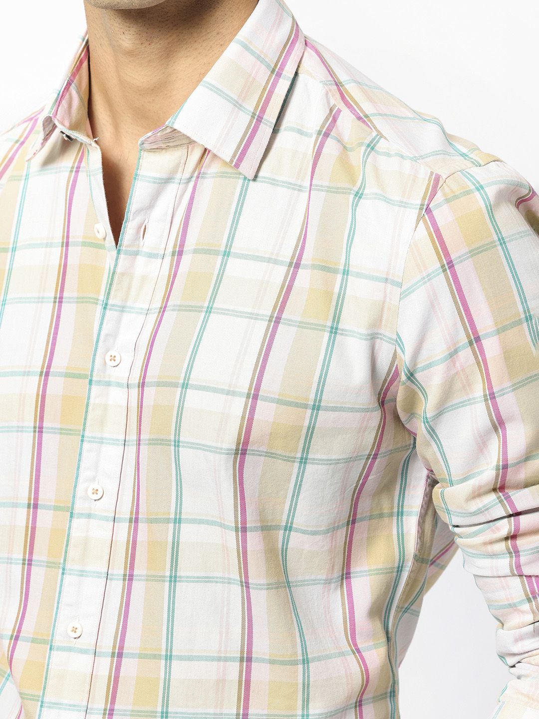RARE RABBIT Men Campo Checked Slim Fit Opaque Cotton Shirt