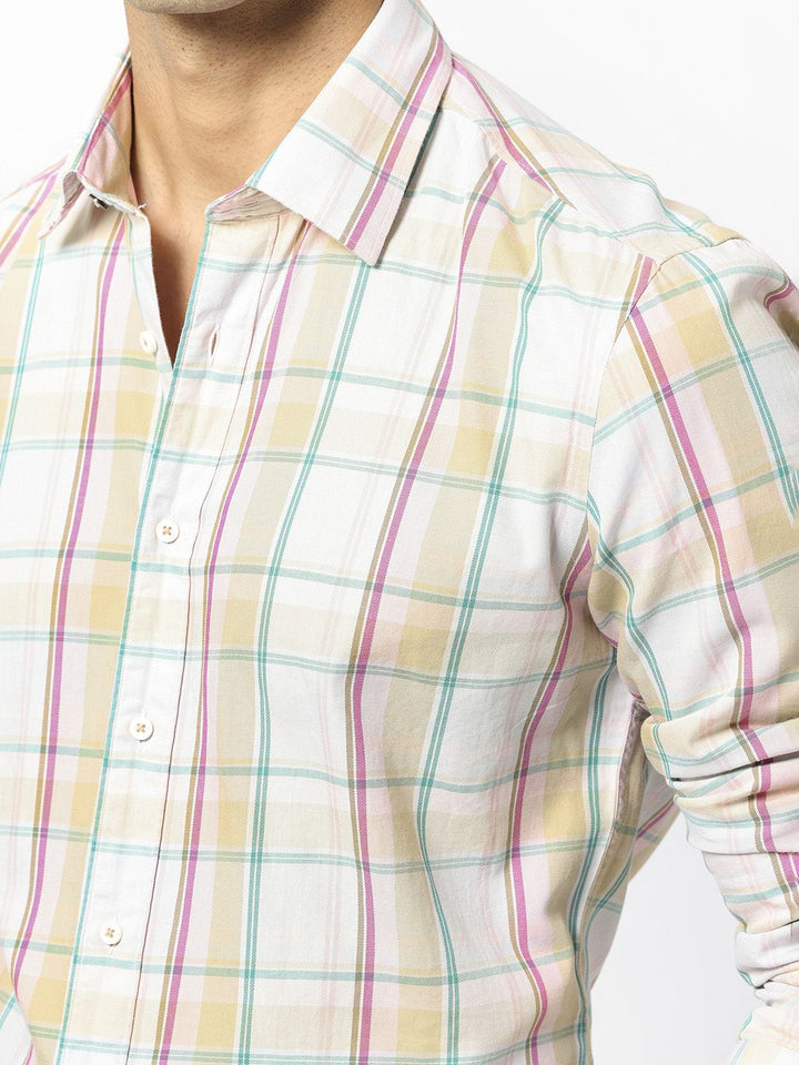 RARE RABBIT Men Campo Checked Slim Fit Opaque Cotton Shirt
