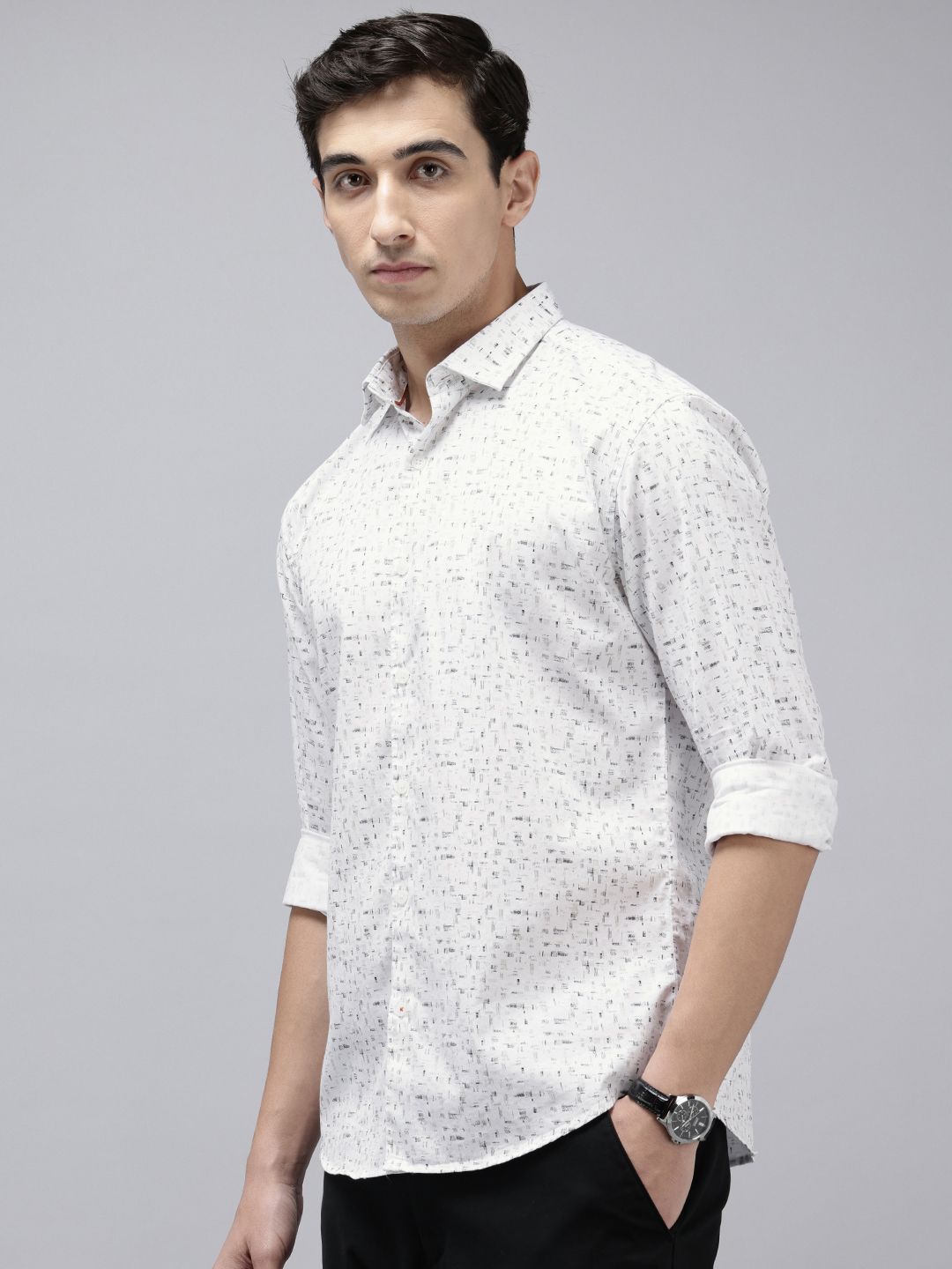 Park Avenue Pure Cotton Slim Fit Abstract Printed Casual Shirt
