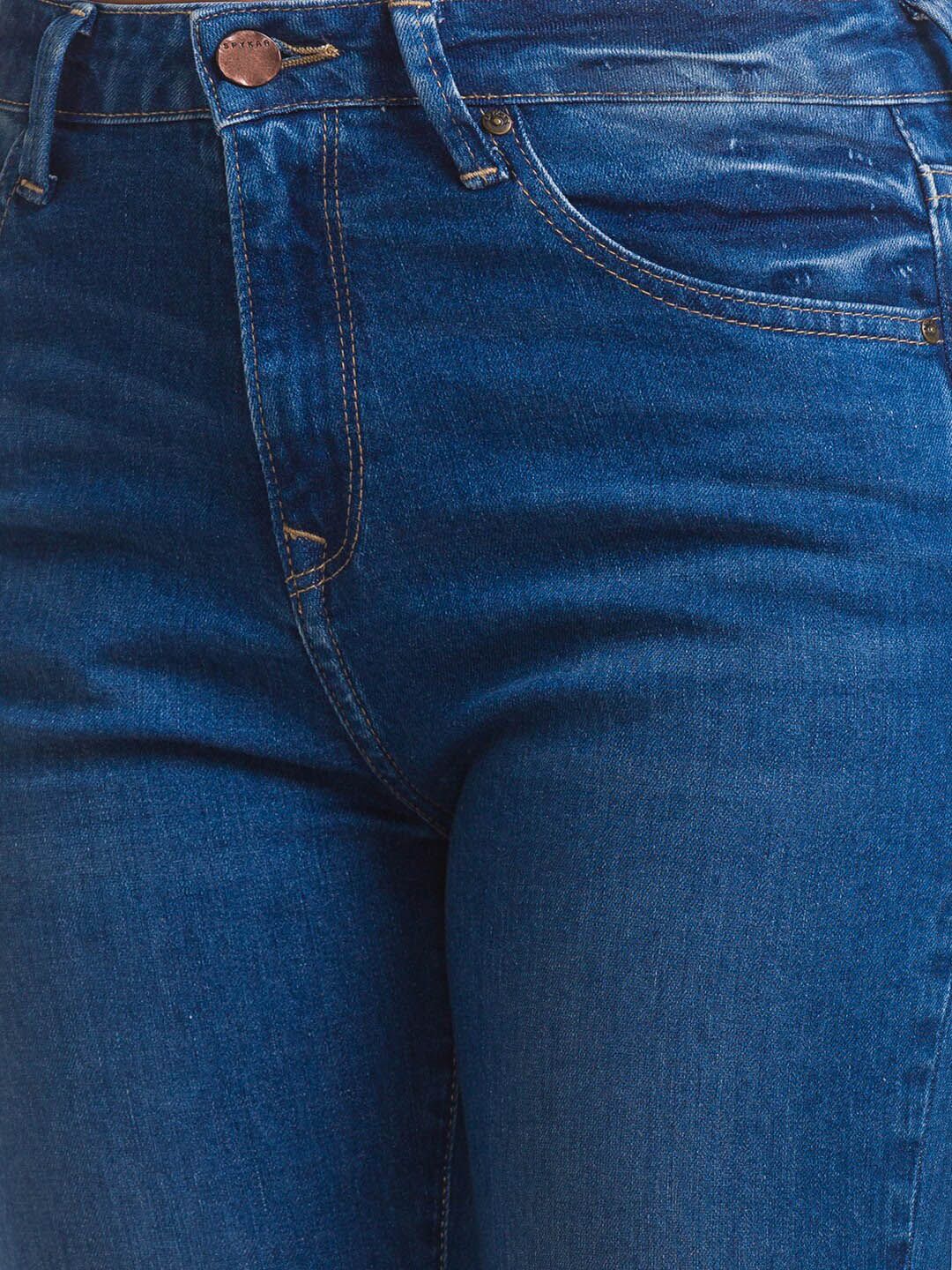 SPYKAR Women Blue Elissa Bootcut Slash Knee Light Fade Jeans
