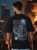 The Indian Garage Co Men Biker Printed Raw Edge Boxy T-shirt