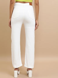 Tokyo Talkies Women White Flared Clean Look Stretchable Jeans