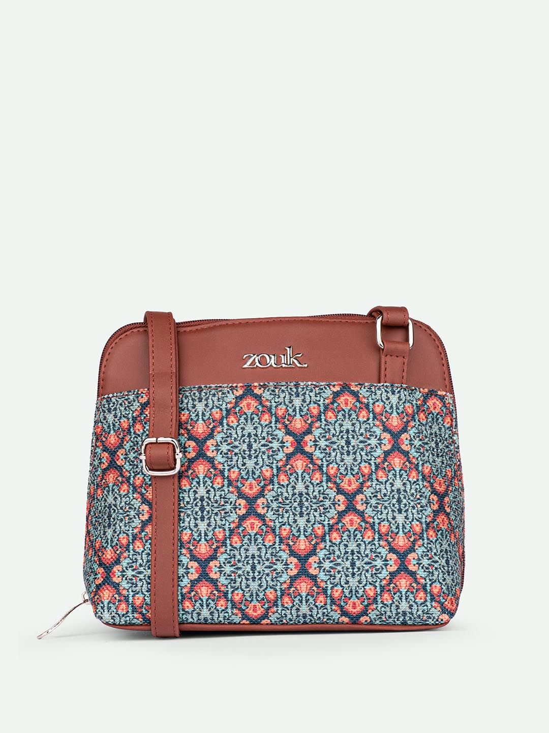 ZOUK Floral Printed Structured Sling Bag