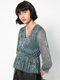 RAREISM Shimmer Peplum Evening Top