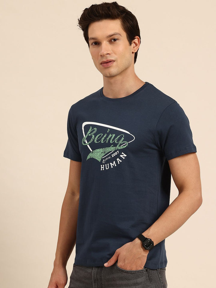 Being Human Pure Cotton Brand Logo Printed Slim Fit T-shirt