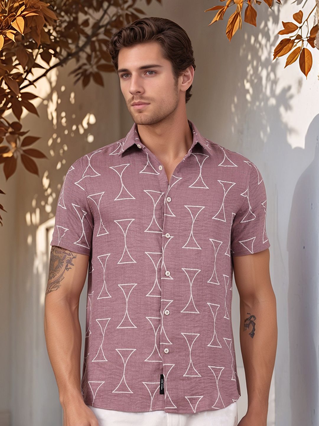 Thomas Scott Men Classic Slim Fit Opaque Printed Casual Shirt