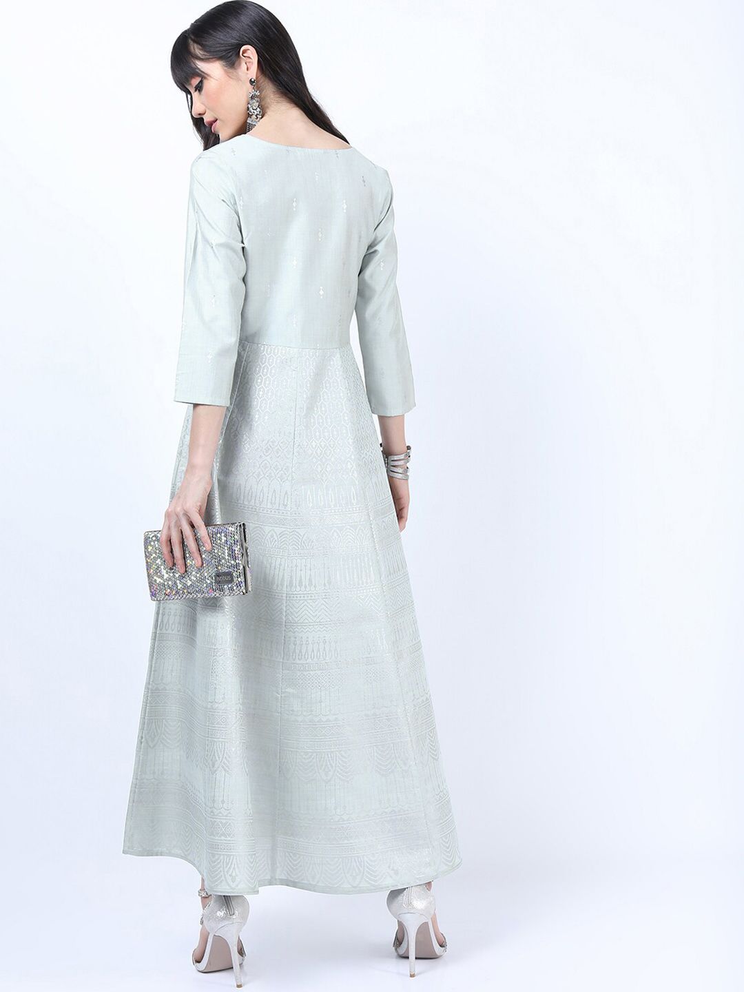 Vishudh Blue Floral Ethnic Maxi Dress