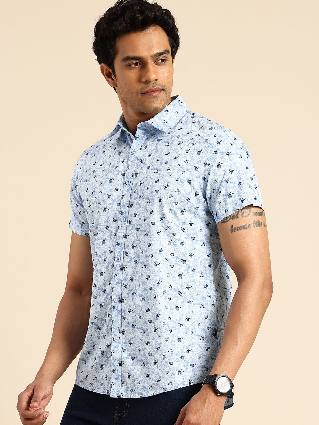 Being Human Slim Fit Abstract Printed Pure Cotton Casual Shirt