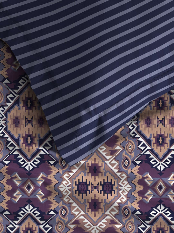 MYTRIDENT Modern Indigo Urban Comfort Flat 144TC Single Cotton 1 Bedsheet & 1 Pillow Cover