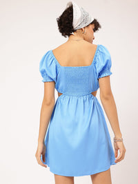 DressBerry Sunkissed-Selection Cut-Out Puff Sleeves Smocked Mini Dress