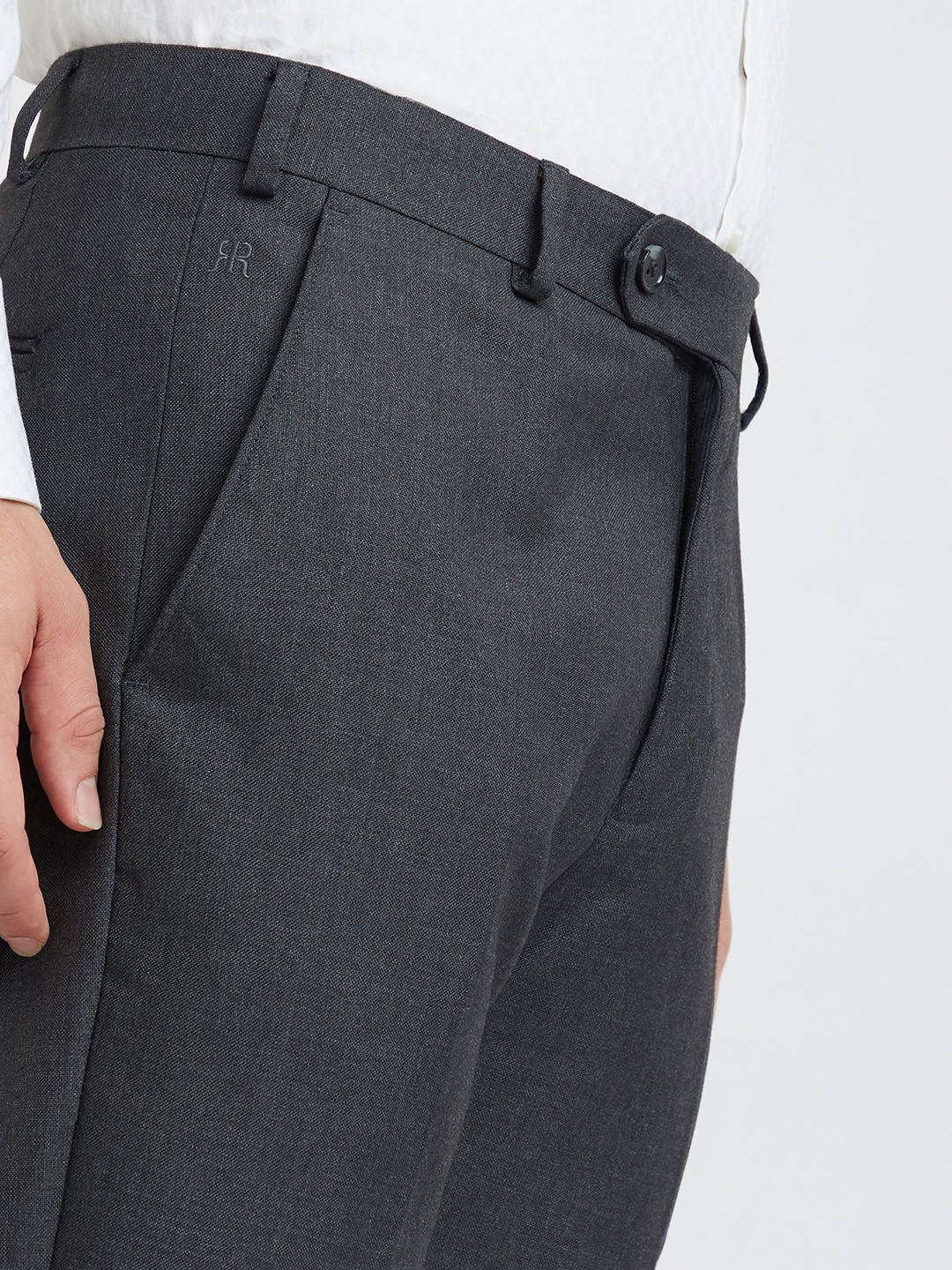 Raymond Men Charcoal Grey Slim Fit Formal Trousers