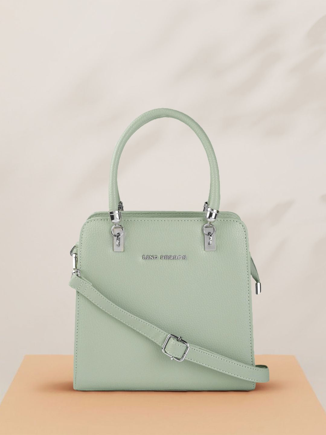 Lino Perros Sea Green Solid Structured Handheld Bag