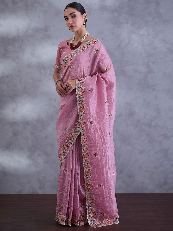 Saree mall Embellished Sequinned Tissue Heavy Work Sarees