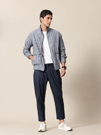 Mr Bowerbird Stand Collar Striped Bomber Jacket