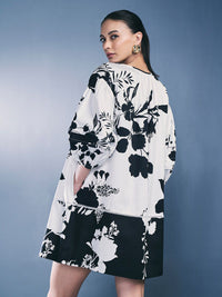 AND Floral Printed Round Neck Pure Cotton A-Line Dress