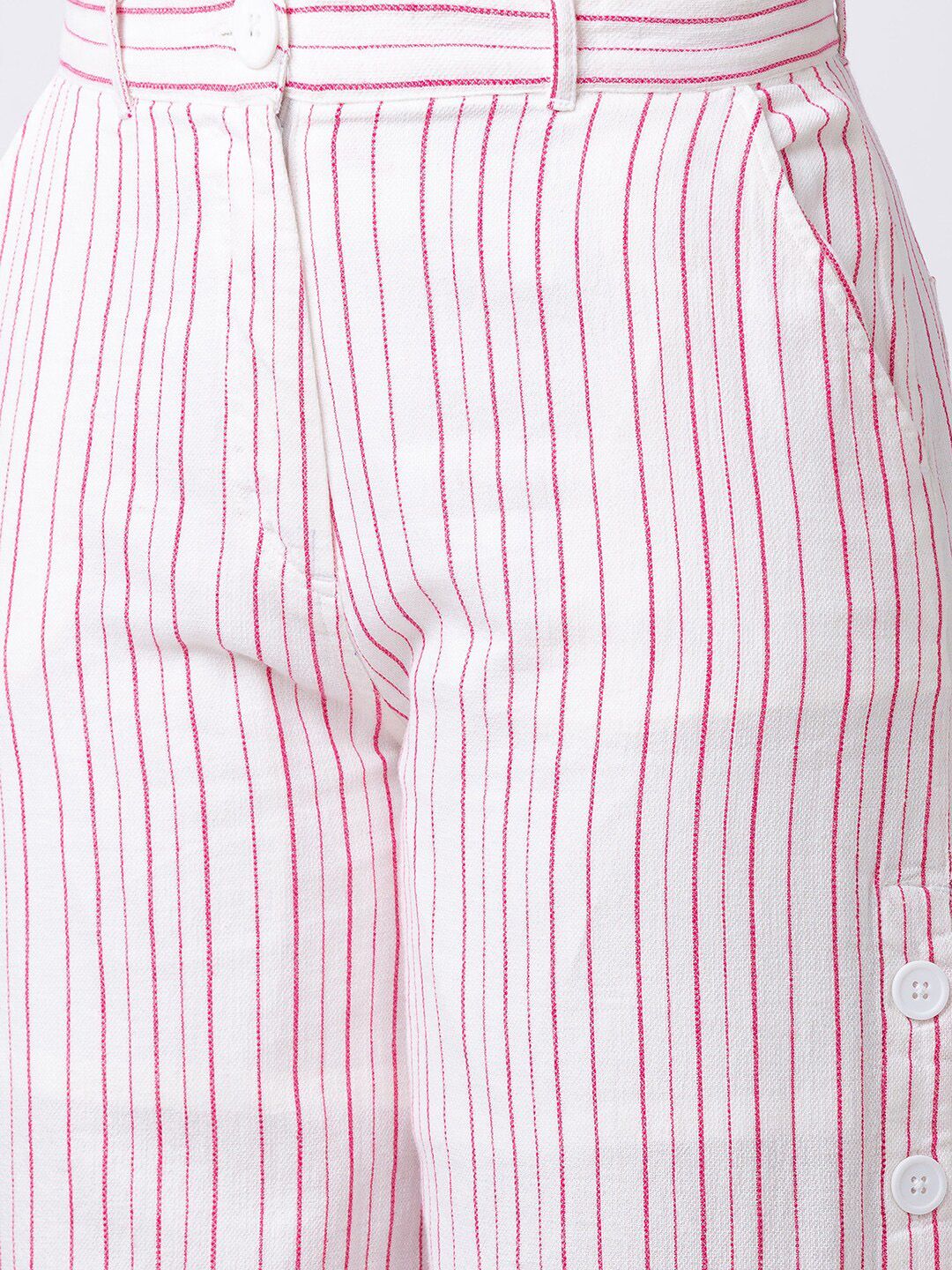 SPYKAR Women Striped Cropped Cotton Trousers