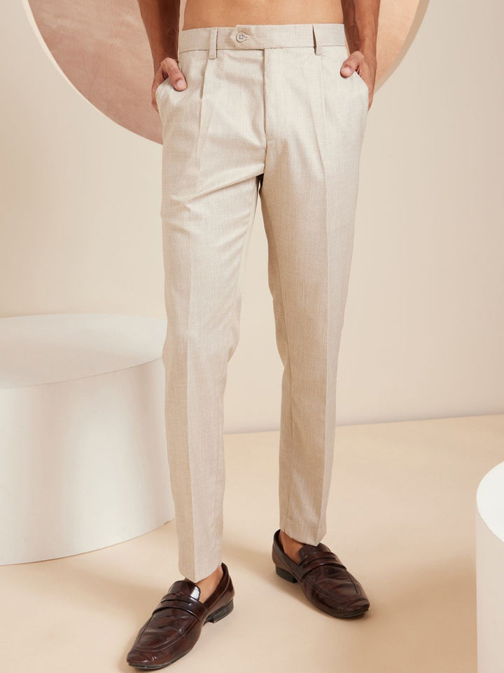 DENNISON Men Smart Tapered Fit Easy Wash Pleated Formal Trouser