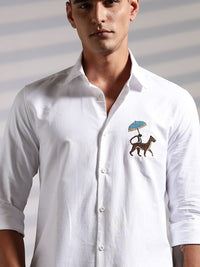 Eszett Leopard Spread Collar Cotton Shirt
