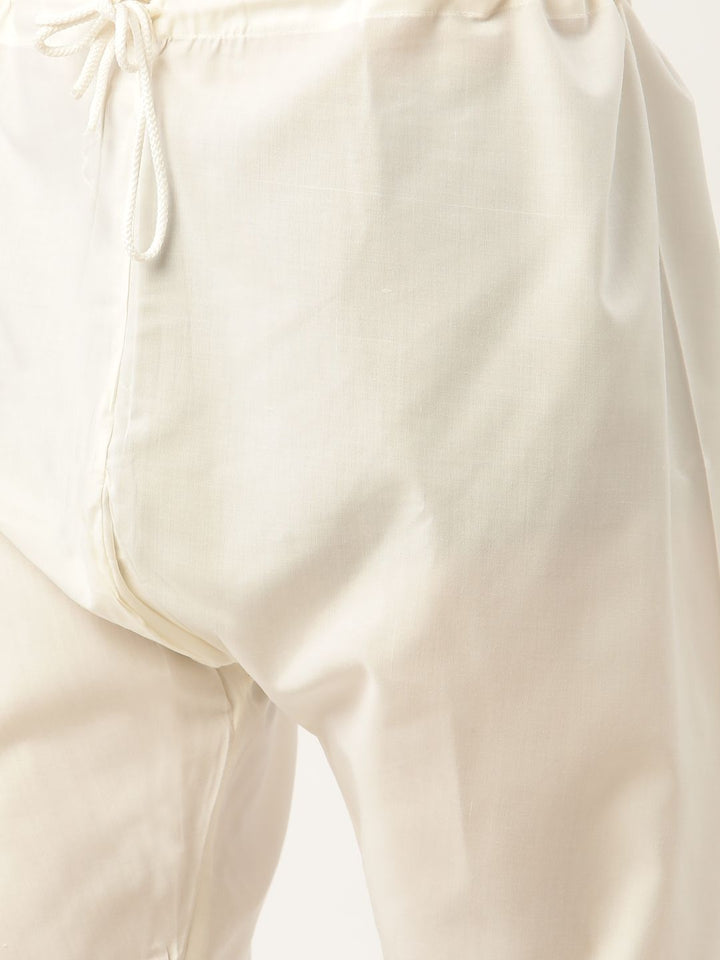 SOJANYA Men Green & Off-White Ethnic Motifs Kurta with Churidar & Nehru Jacket