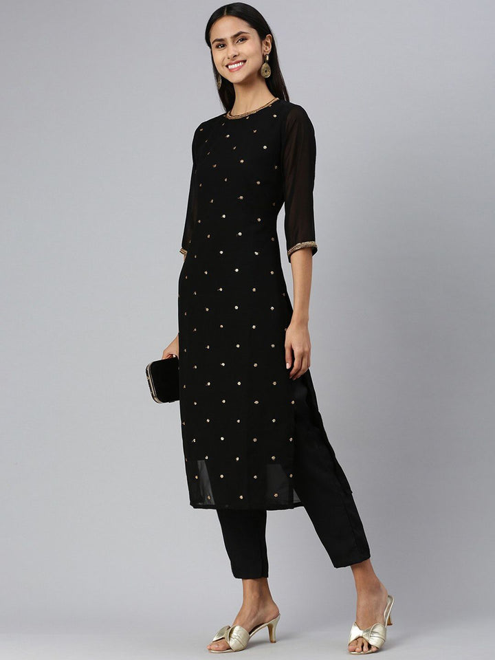 KALINI Floral Embroidered Sequined Kurta with Trousers