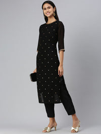 KALINI Floral Embroidered Sequined Kurta with Trousers