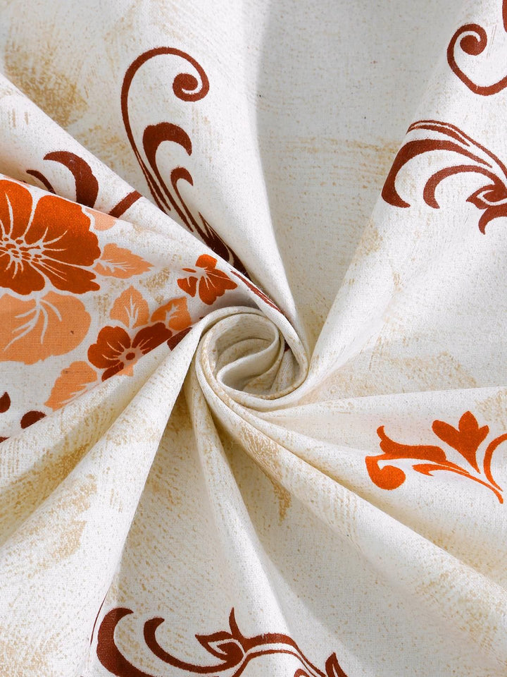 KLOTTHE Orange Floral Cotton Single Bedsheets