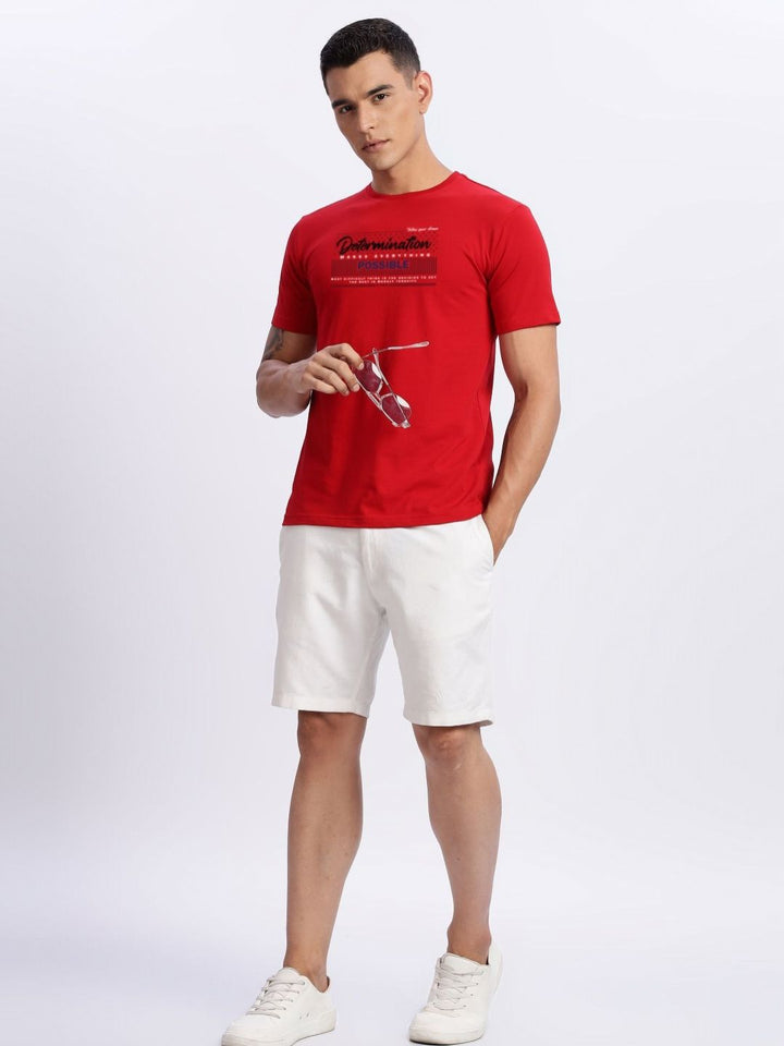 ADRO Typography Printed Round Neck Cotton T-shirt