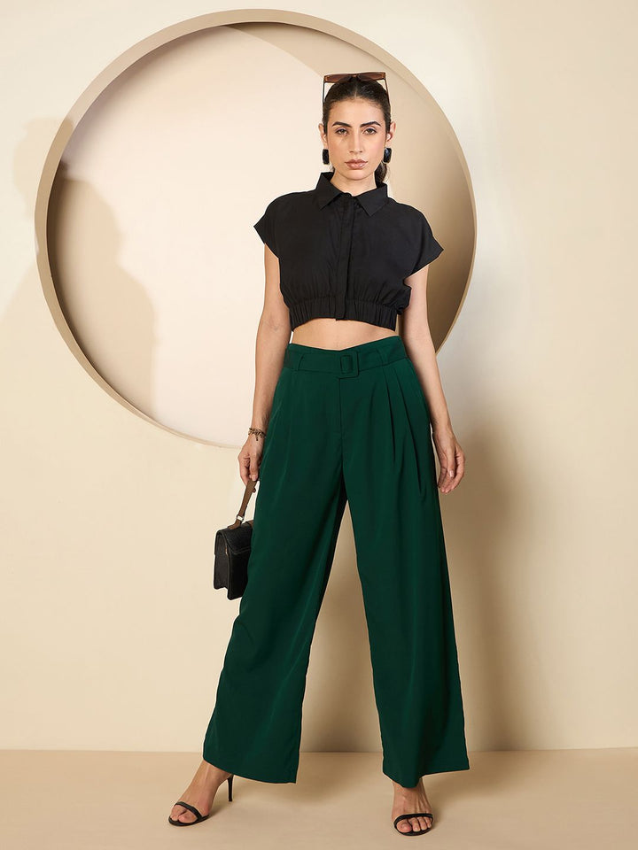 Antheaa Women Smart High-Rise Pleated comfort Trousers