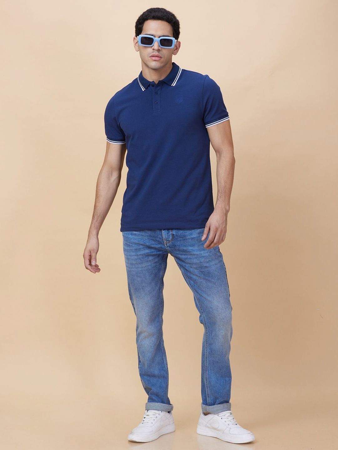 Being Human Men Solid Polo Collar Cotton T-shirt