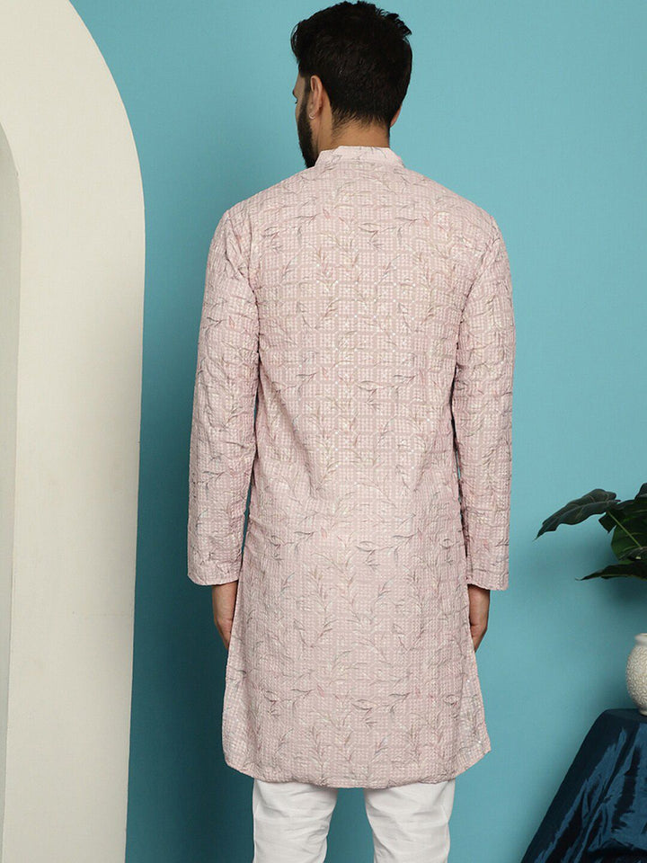 SOJANYA Geometric Mandarin Collar Pure Cotton Kurta