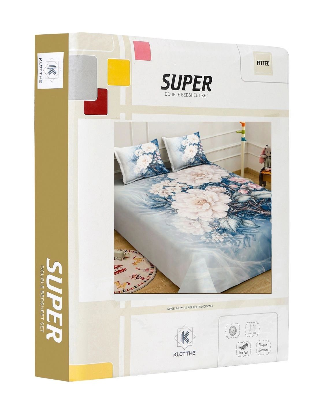 Moda Rapido X KLOTTHE Blue Floral 400 TC King Bedsheet with 2 Pillow Covers