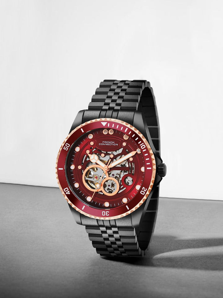 French Connection Men Skeleton Dial & Analogue Automatic Watch FCA19MBM-Maroon