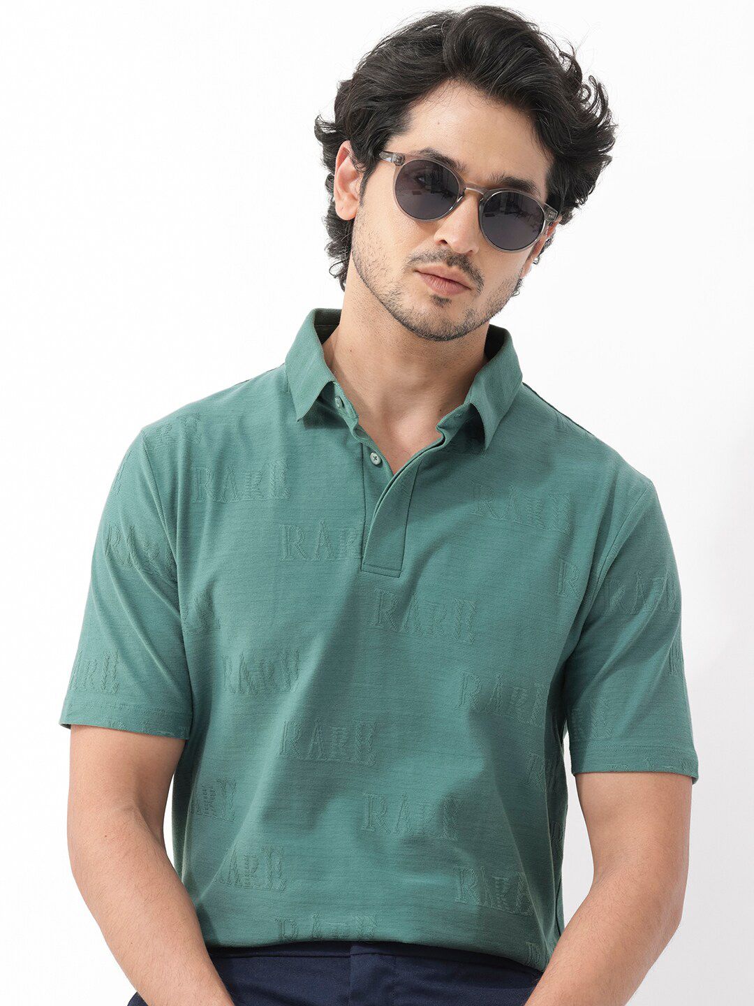 RARE RABBIT Men Gesset-2 Regular Fit Polo Collar Cotton T-Shirt