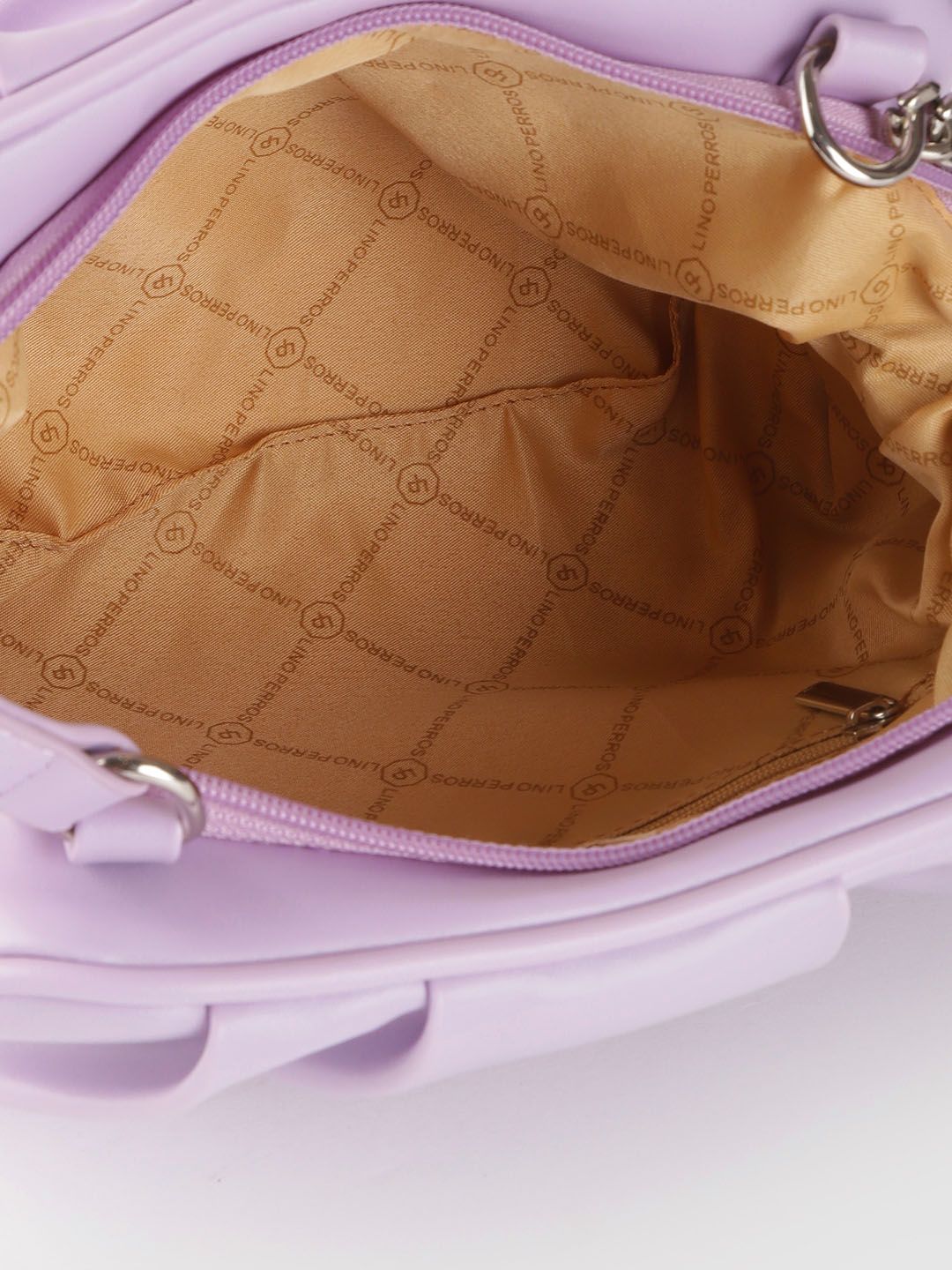 Lino Perros Lavender Solid Ruched Structured Shoulder Bag