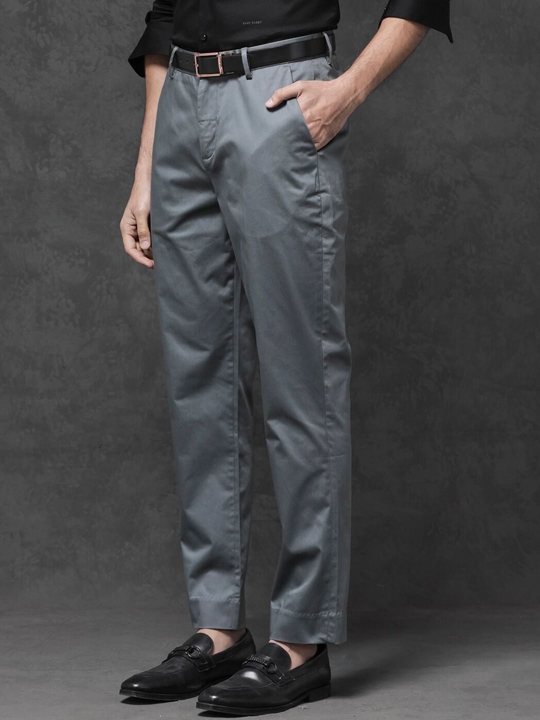 RARE RABBIT Men Comotel Mid-Rise Cotton Regular Fit Trouser