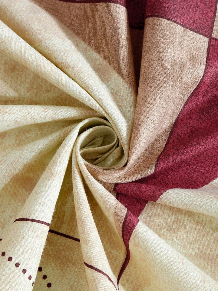 KLOTTHE Beige Geometric Printed 400 TC Pure Cotton Super King Bedsheet Set