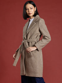 all about you Regular Fit Overcoat with Waist Tie Up