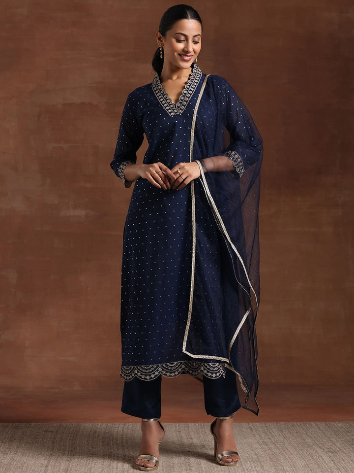 Libas Floral Yoke Design Straight Kurta & Trousers With Dupatta