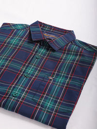 The Indian Garage Co Men Spread Collar Tartan Checked Cotton Slim Fit Casual Shirt