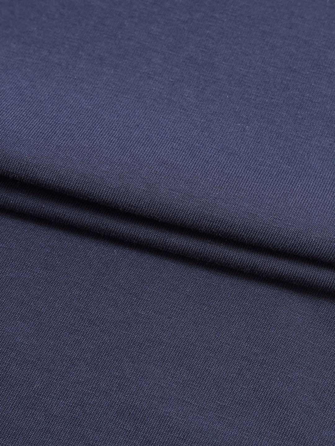 Bewakoof Men Navy Blue Solid Round Neck Pure Cotton T-shirt