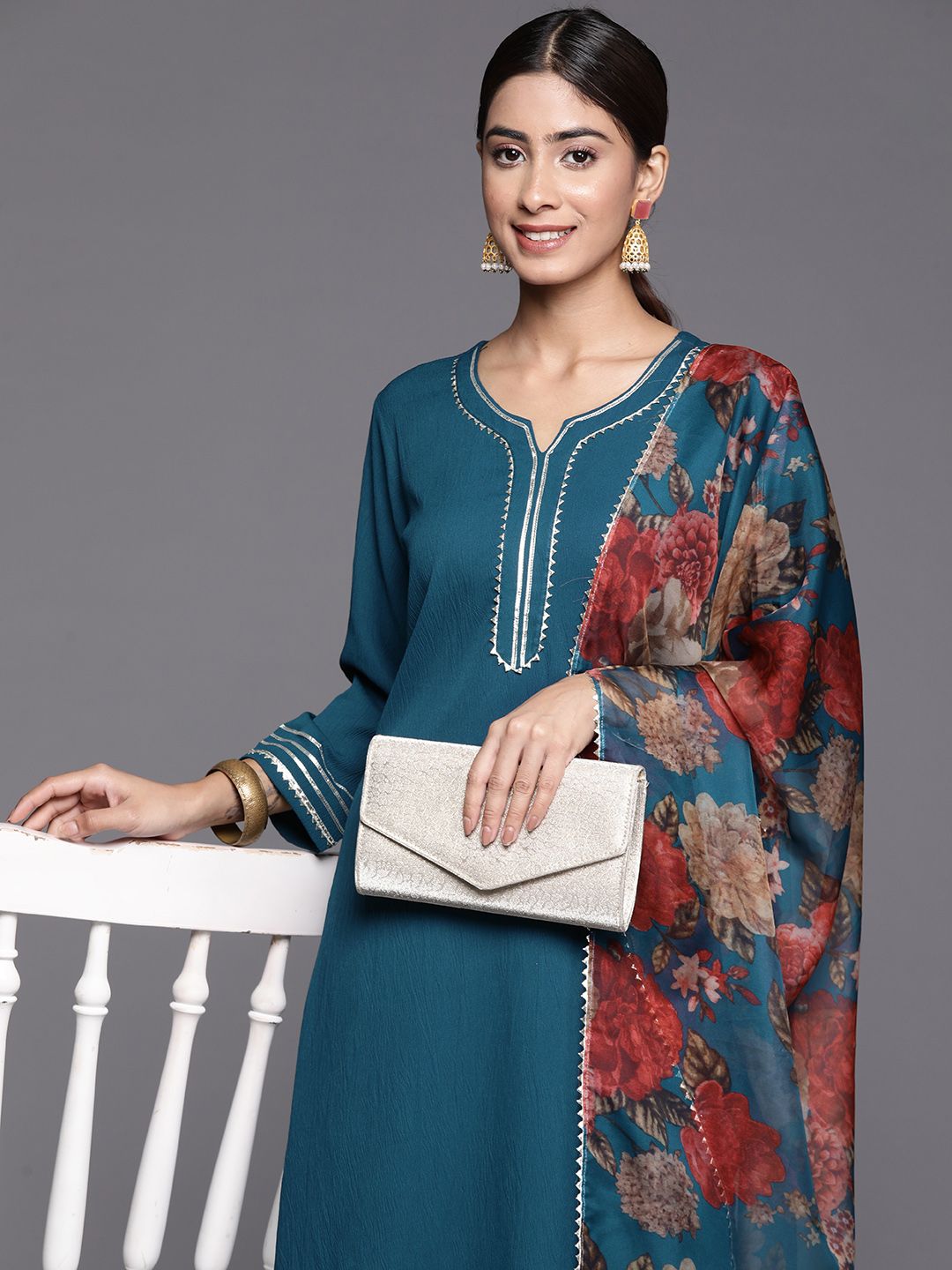 Varanga  Printed Gotta Patti Kurta with Palazzos & Dupatta