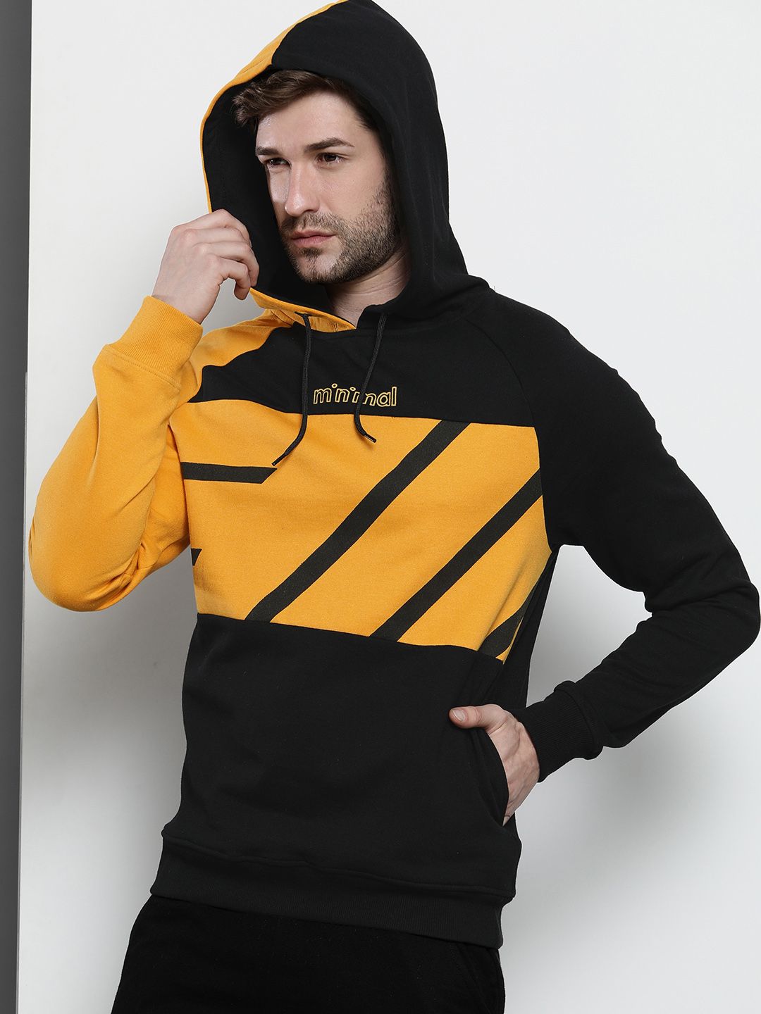 The Indian Garage Co Men Black Printed Hooded Sweatshirt