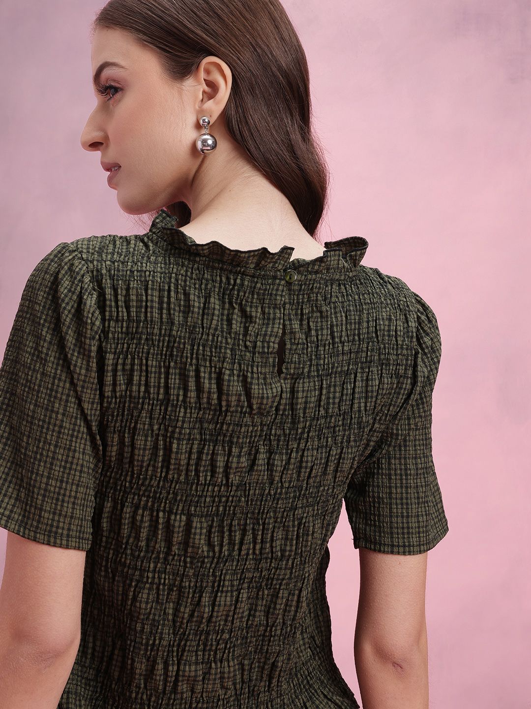 DressBerry Checked Smocked Top