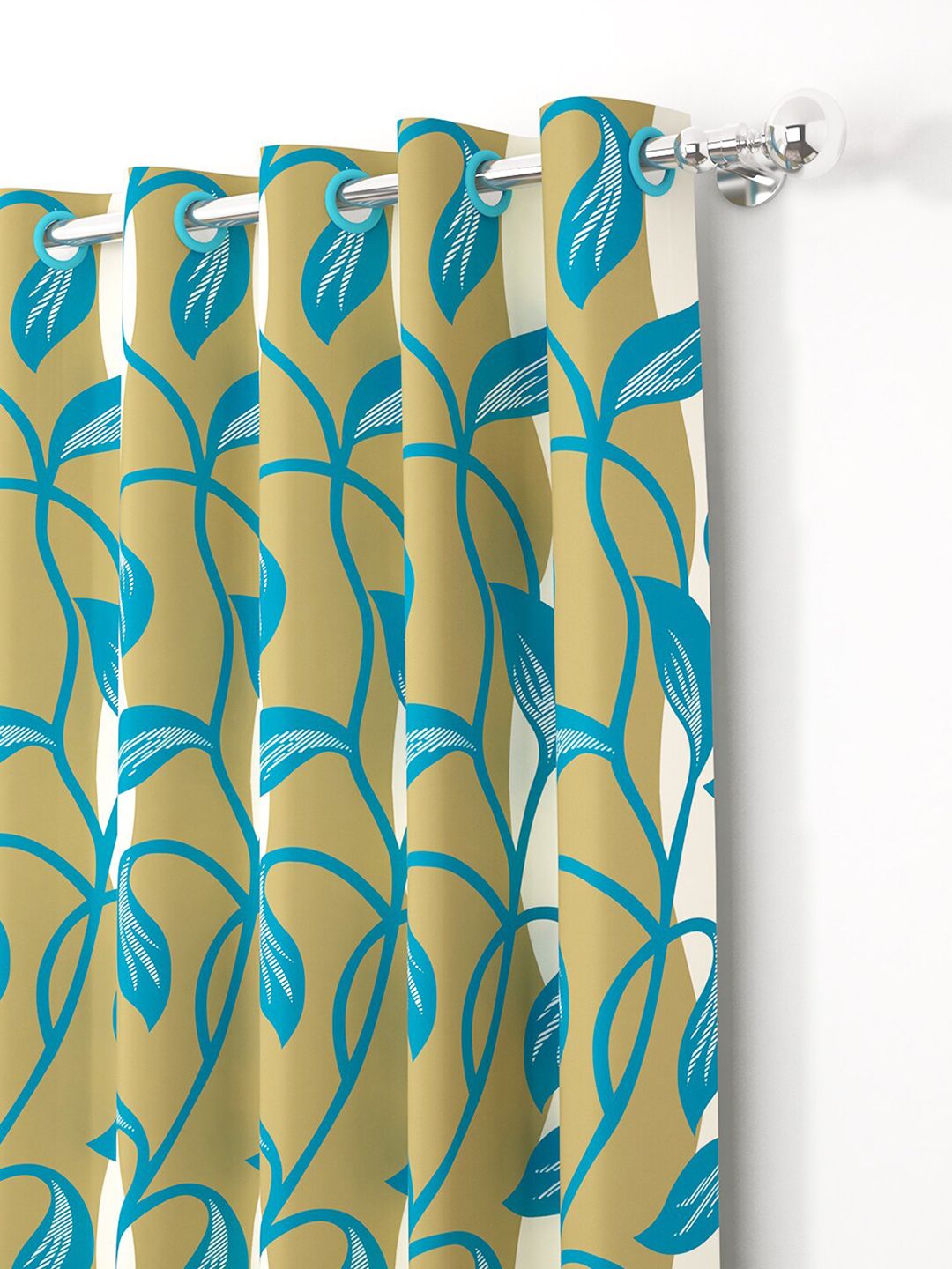 Story@home 2 Pieces White & Green Floral Door Curtains
