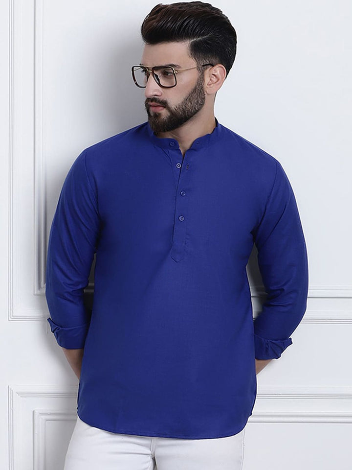 SOJANYA Mandarin Collar Roll Up Sleeves Kurta