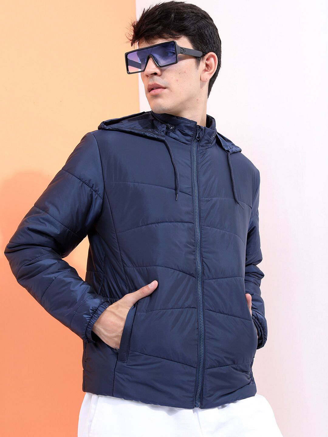 HIGHLANDER Men Navy Blue Padded Jacket