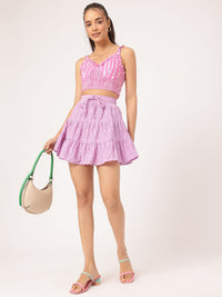 DressBerry Stylish Standout Schiffli Mini Tiered Skirt