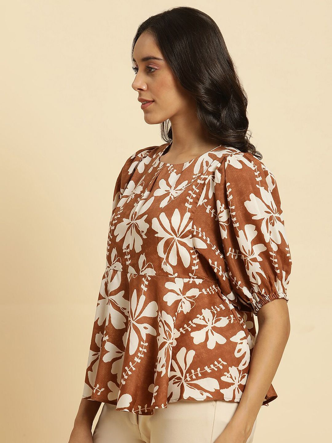 W Floral Printed A Line Top