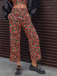 DressBerry Dark Floral Printed Romance Trousers