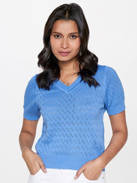 AND Self Design V-Neck Cotton Top